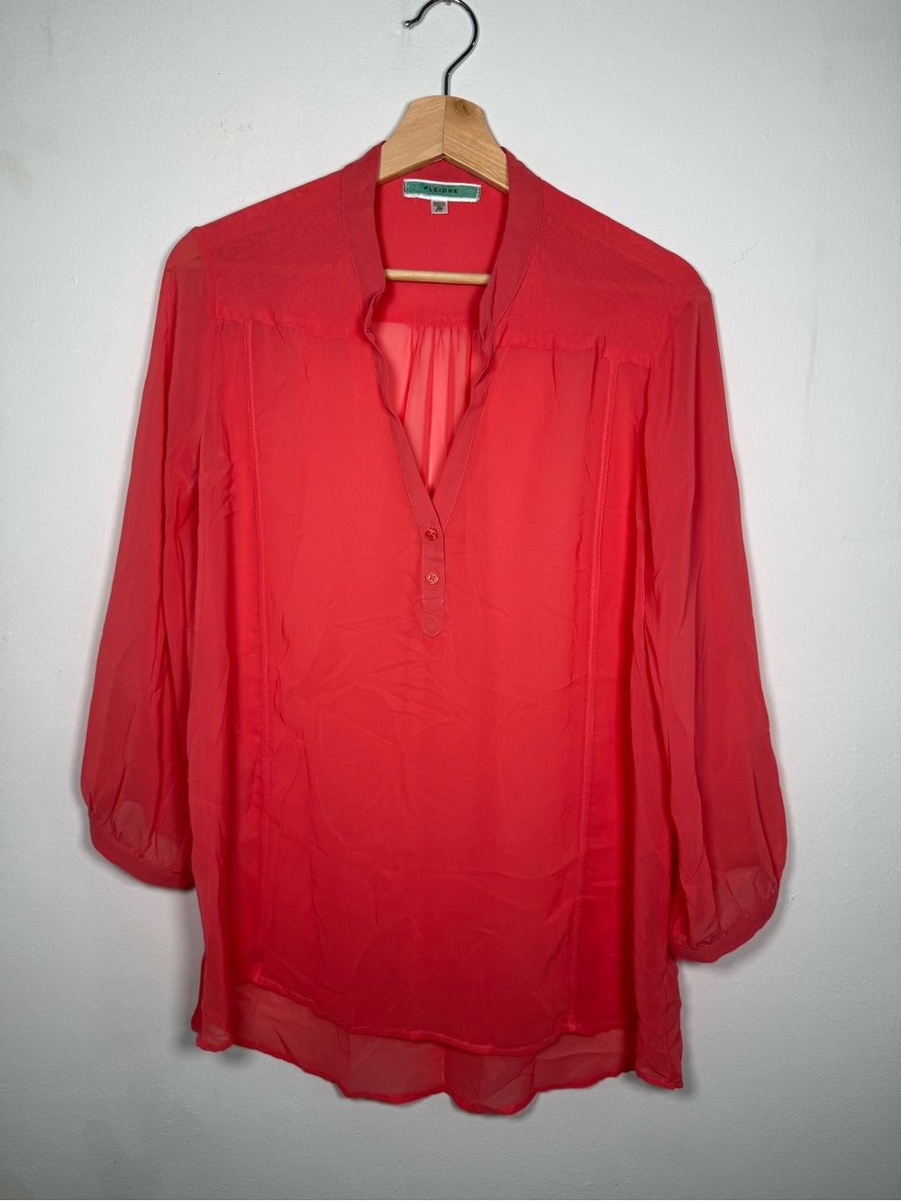 Pleione Coral Split V-Neck Lightweight Tunic